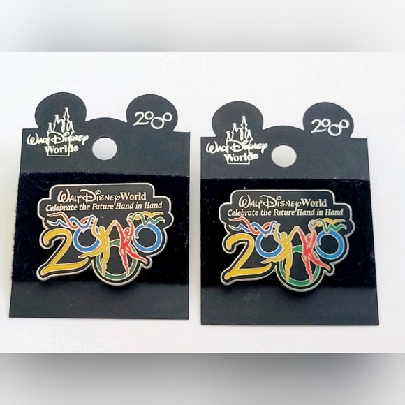New (Lot Of 2) Walt Disney World 2000 "Celebrate The Future Hand In Hand" Pins. - Picture 1 of 4